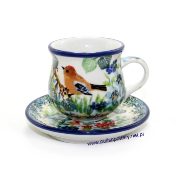 Mini beczułka espresso 0,1L + talerzyk dek. U5098X Rudzik